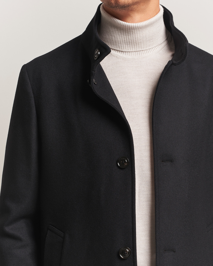 Heren | Jassen | J.Lindeberg | Jesse Stand Up Wool Melton Coat Black