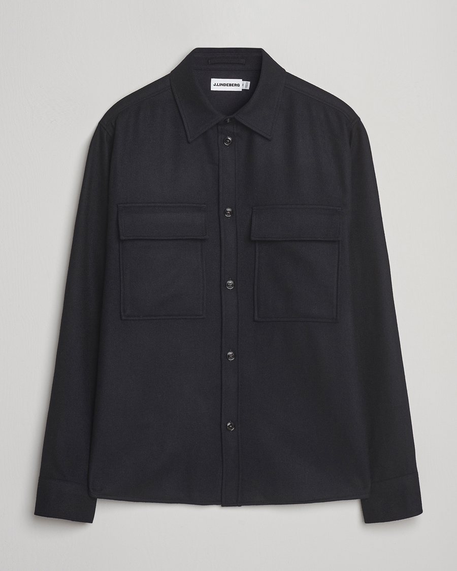 Heren | Overhemden | J.Lindeberg | Flat Wool Overshirt Black