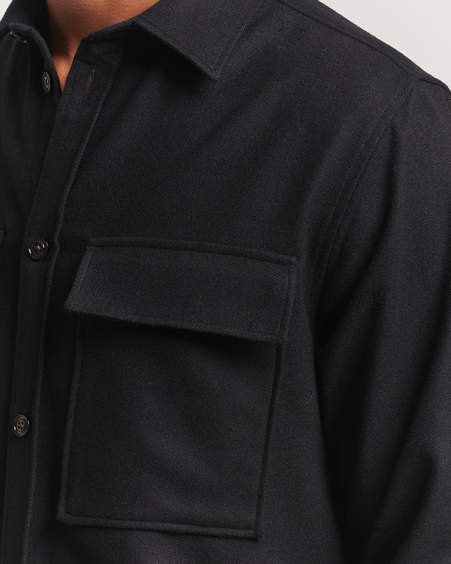 Heren | Overhemden | J.Lindeberg | Flat Wool Overshirt Black