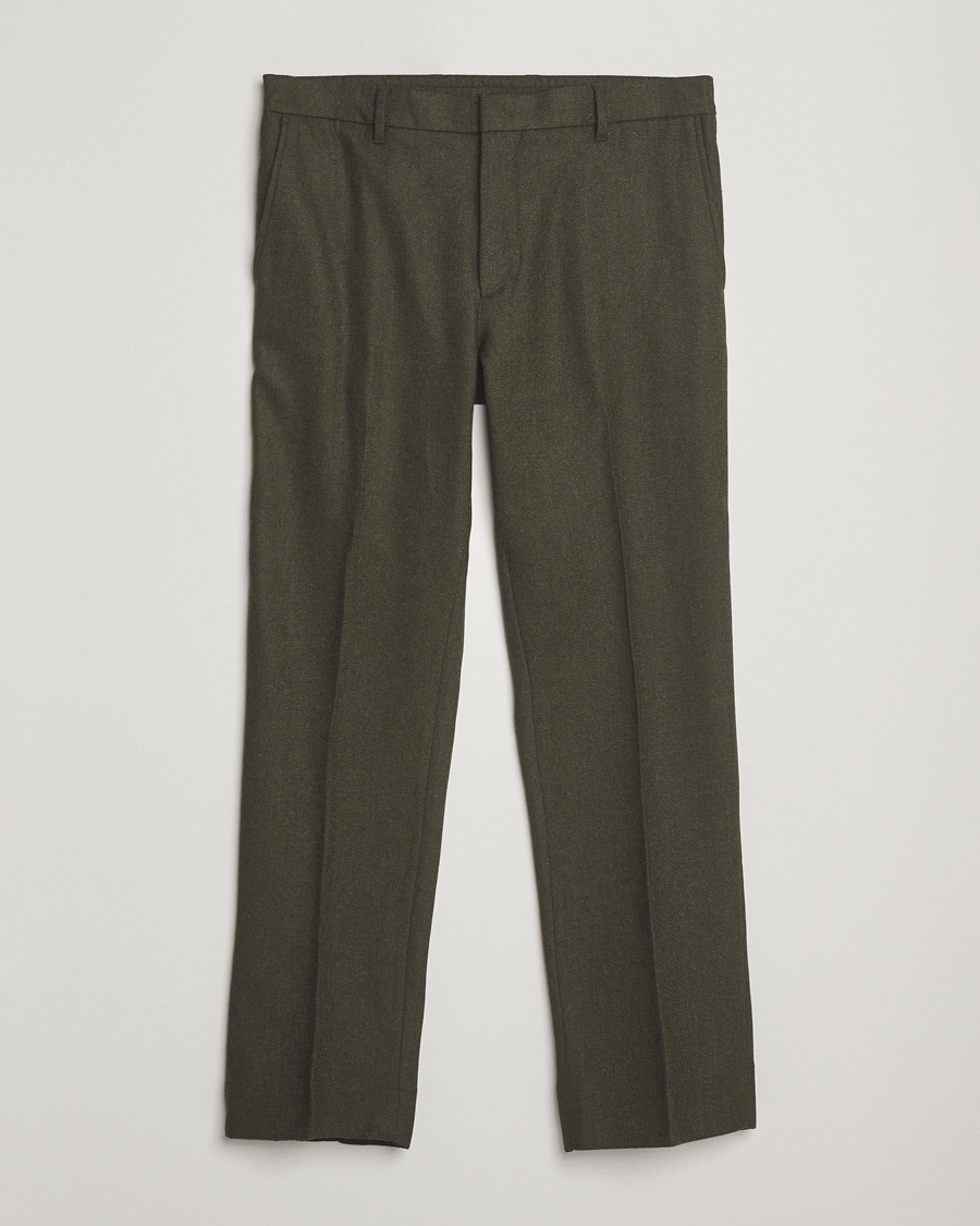 Homme | Pantalons | J.Lindeberg | Soren Cash Stretch Flannel Trousers Forest Green