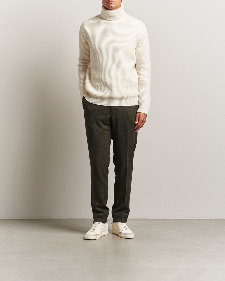 Homme | Pantalons | J.Lindeberg | Soren Cash Stretch Flannel Trousers Forest Green