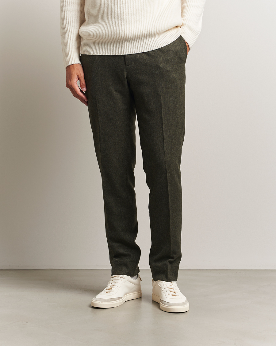 Homme | Pantalons | J.Lindeberg | Soren Cash Stretch Flannel Trousers Forest Green