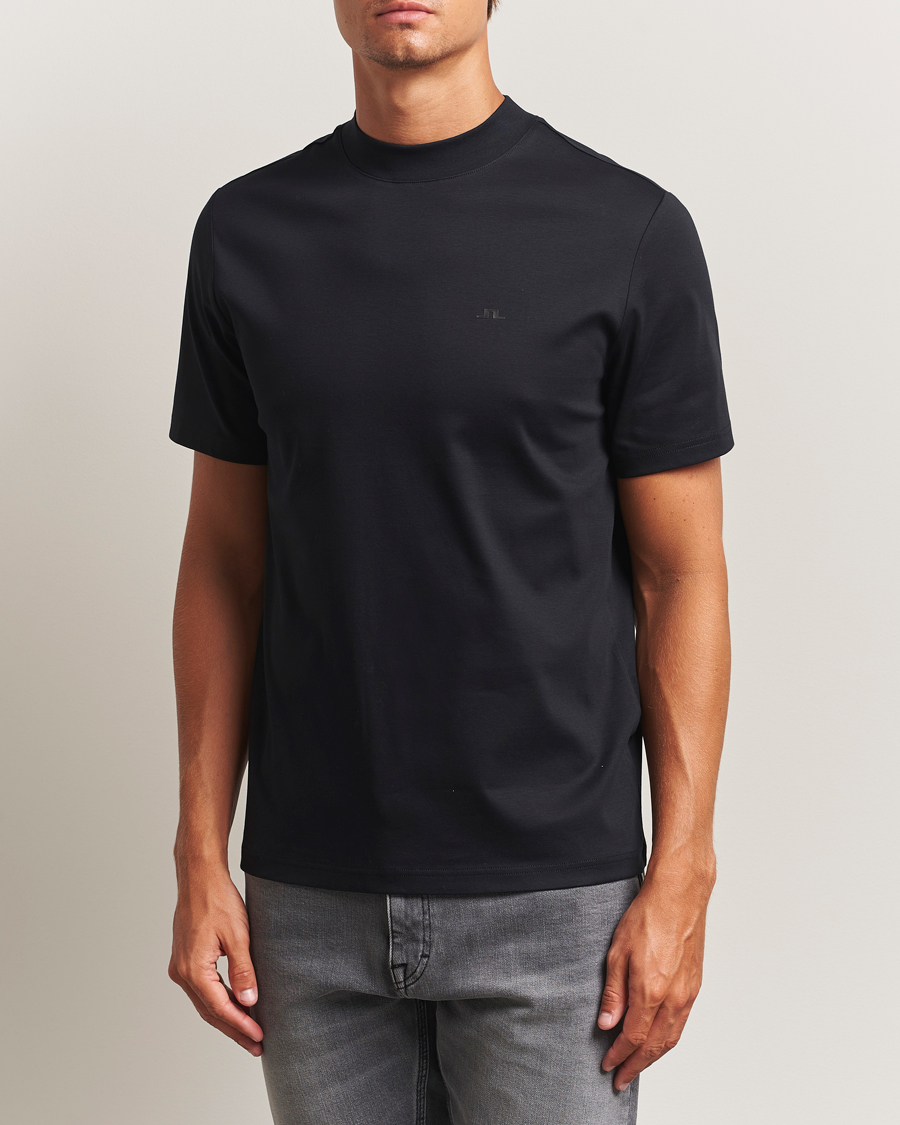 Heren | T-shirts | J.Lindeberg | Ace Mock Neck T-Shirt Black