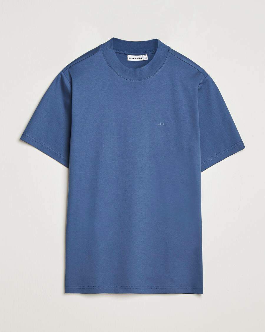 Heren | T-shirts | J.Lindeberg | Ace Mock Neck T-Shirt Vintage Indigo