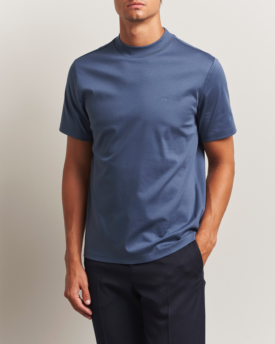 Heren | T-shirts | J.Lindeberg | Ace Mock Neck T-Shirt Vintage Indigo