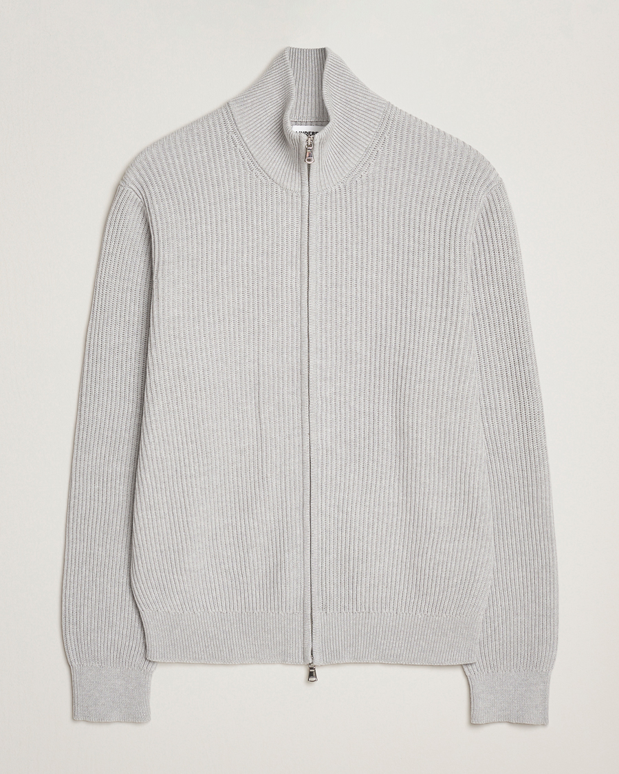 Homme | Pulls Et Tricots | J.Lindeberg | Alexis Cotton Full Zip Light Grey Melange