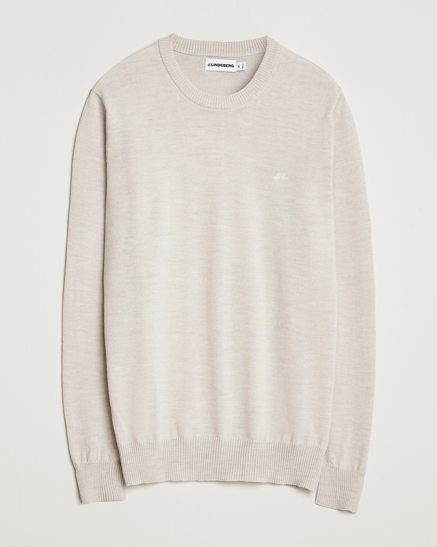 Heren | Truien | J.Lindeberg | Keane Merino Crew Neck Moonbeam Melange