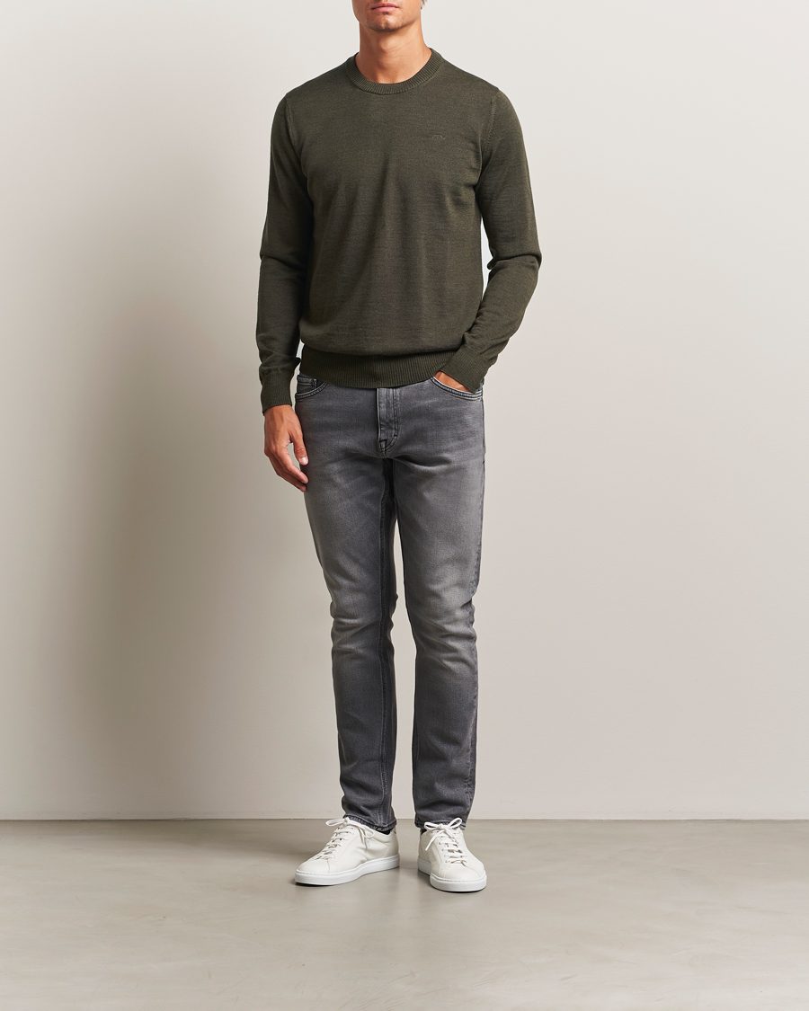 Heren | Truien | J.Lindeberg | Keane Merino Crew Neck Forest Green Melange