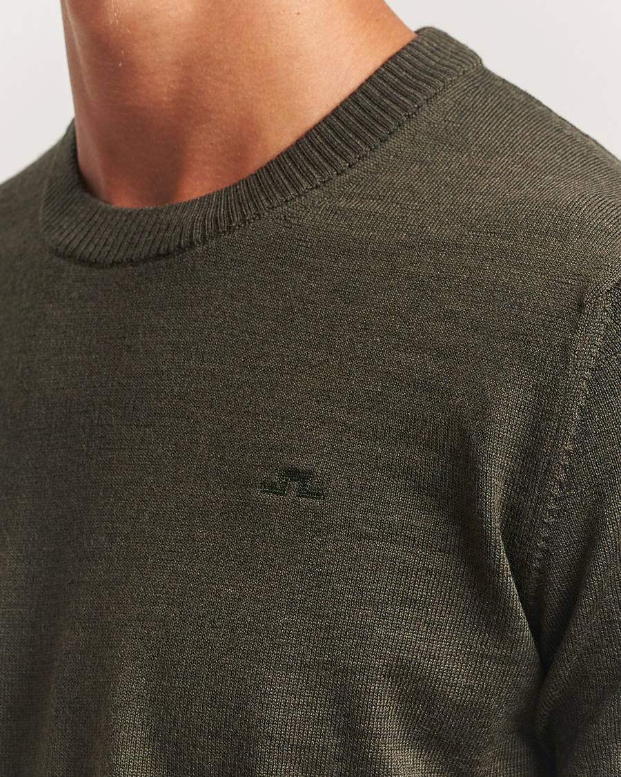 Heren | Truien | J.Lindeberg | Keane Merino Crew Neck Forest Green Melange