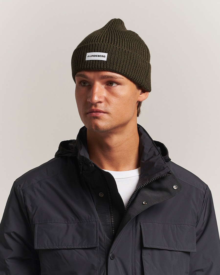 Homme | Bonnets | J.Lindeberg | Juan Merino Beanie Forest Green