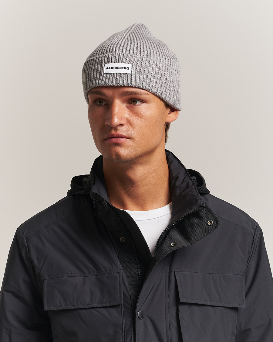 Heren | Mutsen | J.Lindeberg | Juan Merino Beanie Light Grey Melange