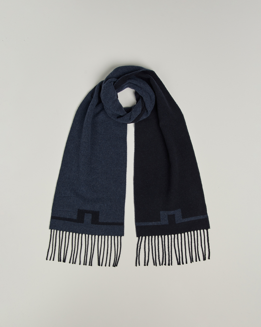 Homme | Écharpes | J.Lindeberg | Champ Wool Doublefaced Scarf Navy