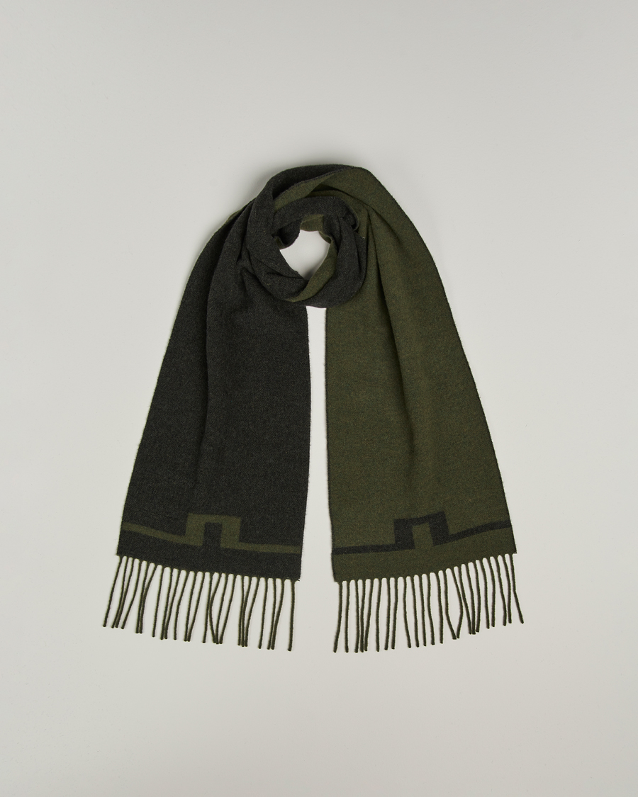 Homme | Écharpes | J.Lindeberg | Champ Wool Doublefaced Scarf Forest Green