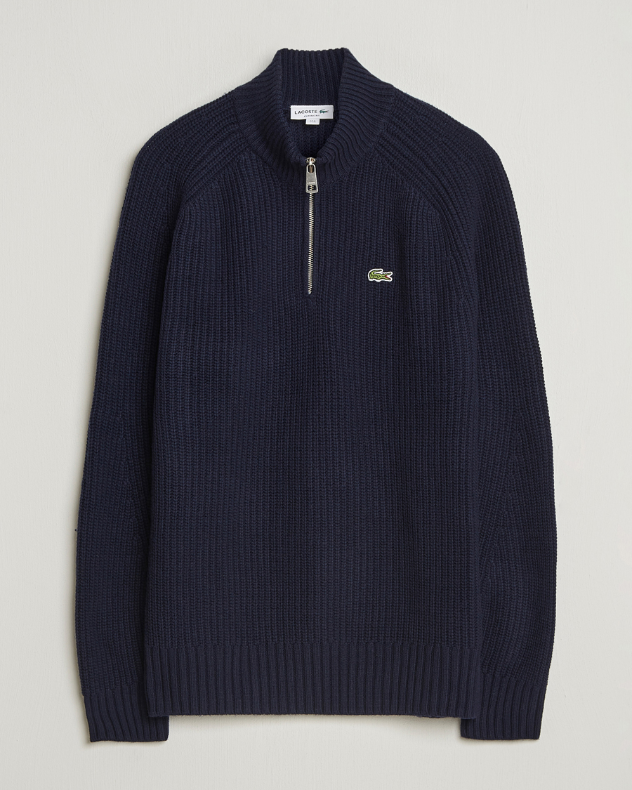 Homme | Pulls Et Tricots | Lacoste | Heavy Knitted Wool Half Zip Navy