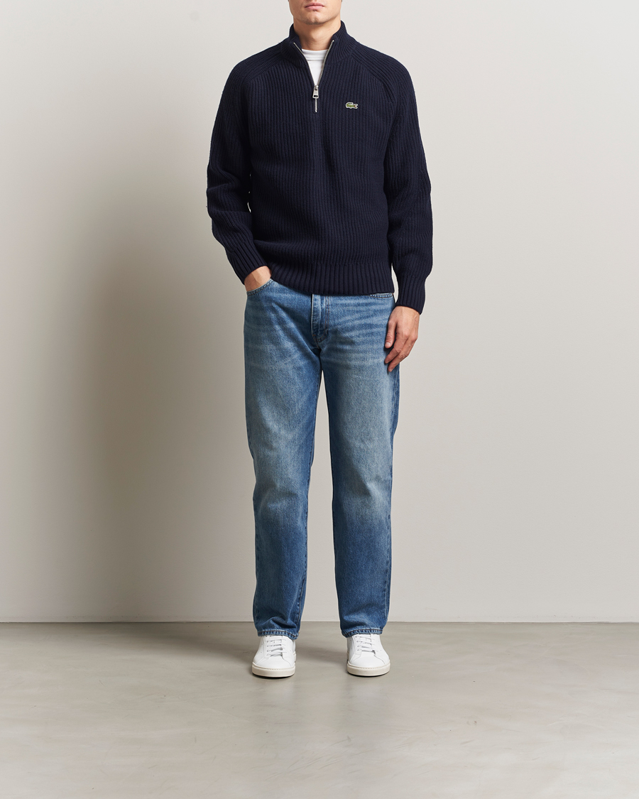 Homme | Pulls Et Tricots | Lacoste | Heavy Knitted Wool Half Zip Navy