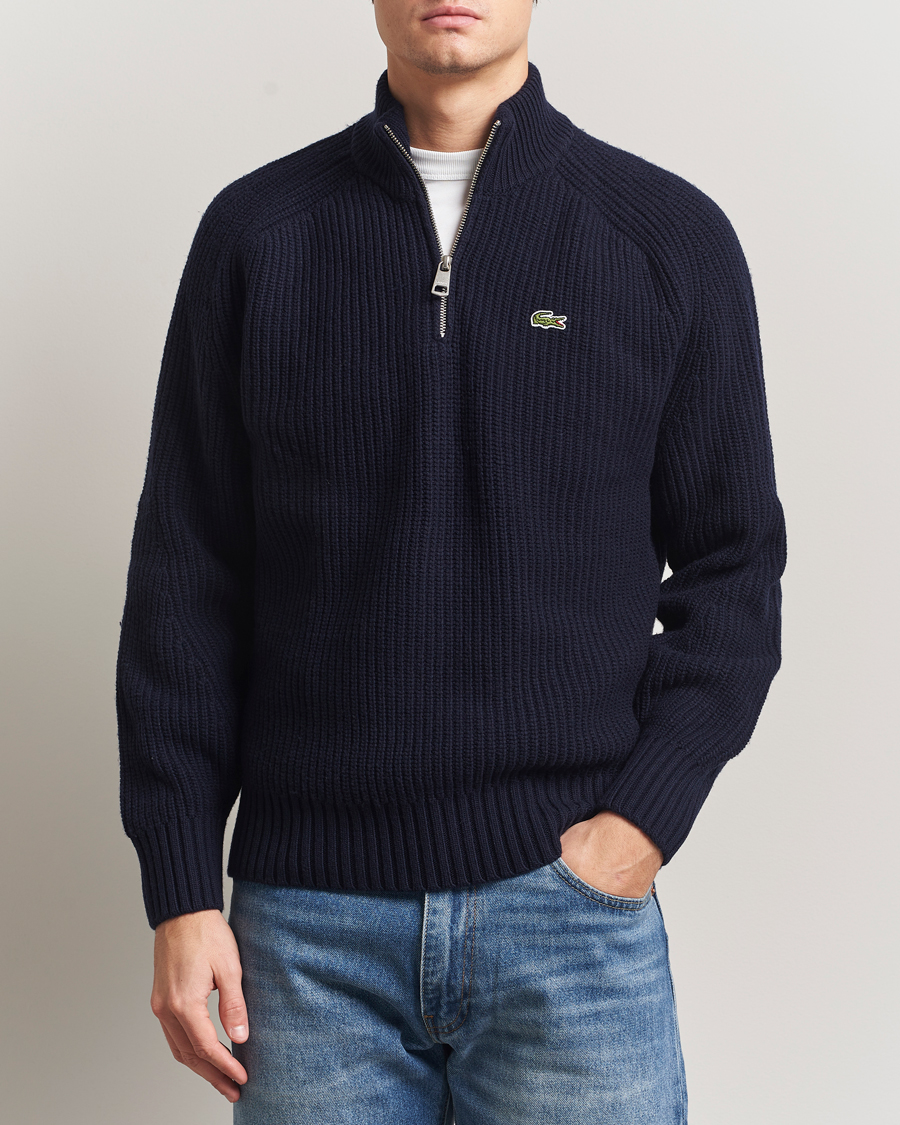 Homme | Pulls Et Tricots | Lacoste | Heavy Knitted Wool Half Zip Navy