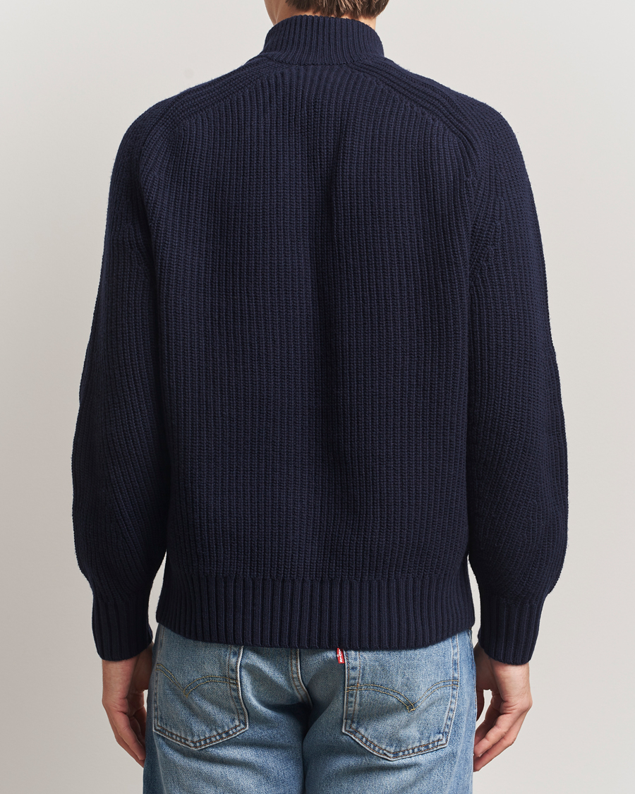 Homme | Pulls Et Tricots | Lacoste | Heavy Knitted Wool Half Zip Navy