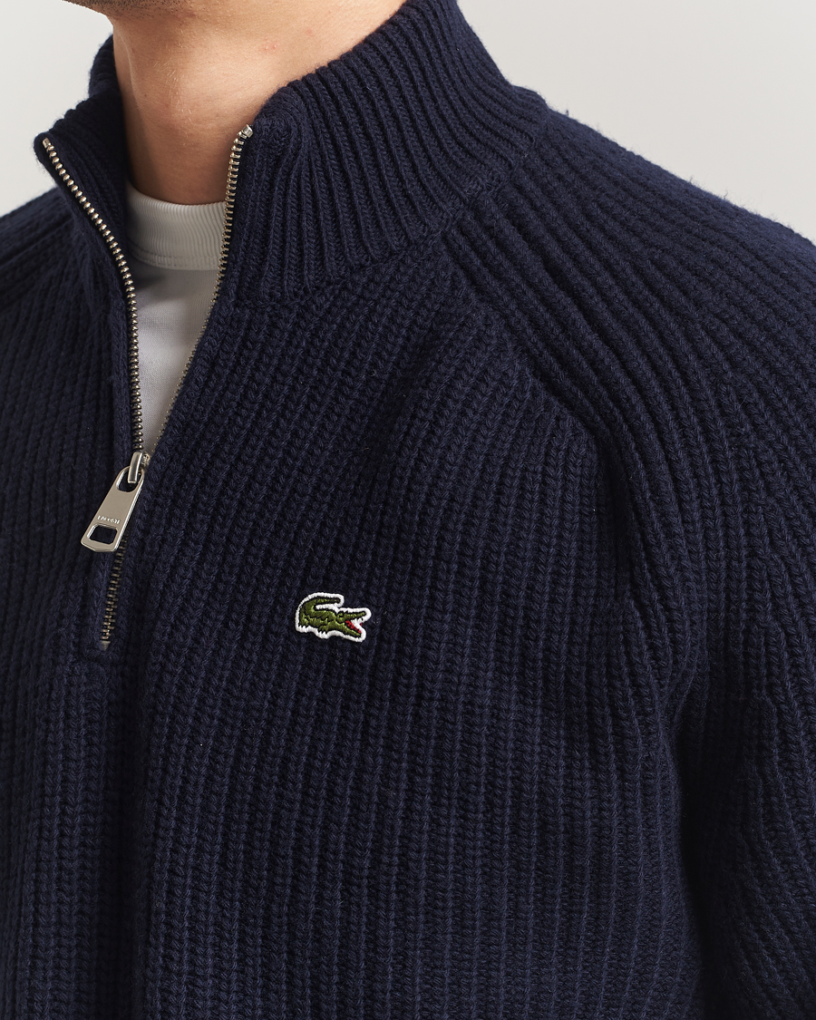Homme | Pulls Et Tricots | Lacoste | Heavy Knitted Wool Half Zip Navy