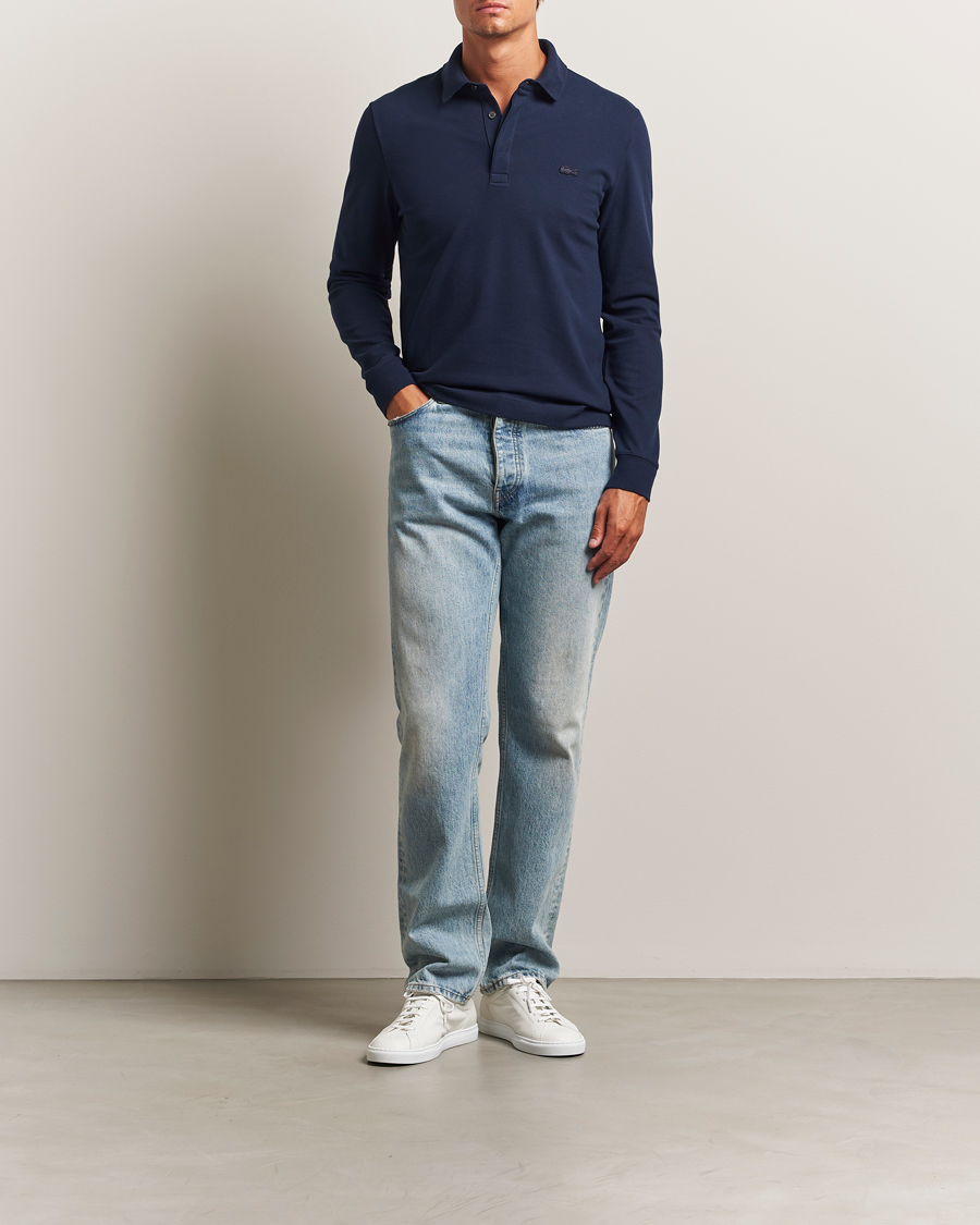 Heren | Polo's | Lacoste | Paris Long Sleeve Polo Piké Navy Blue