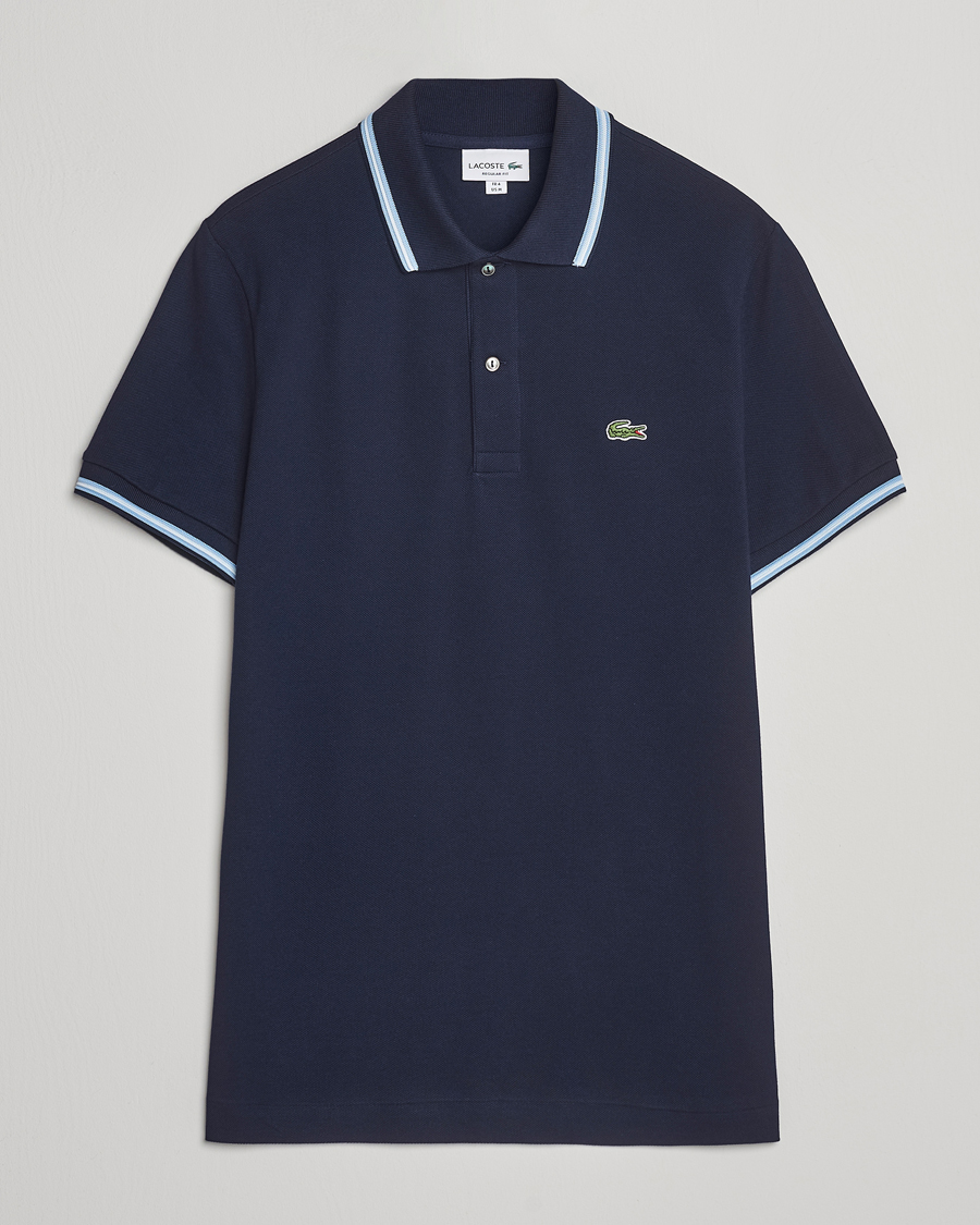 Heren | Polo's | Lacoste | Original Stripe Collar Polo Piké Navy Blue