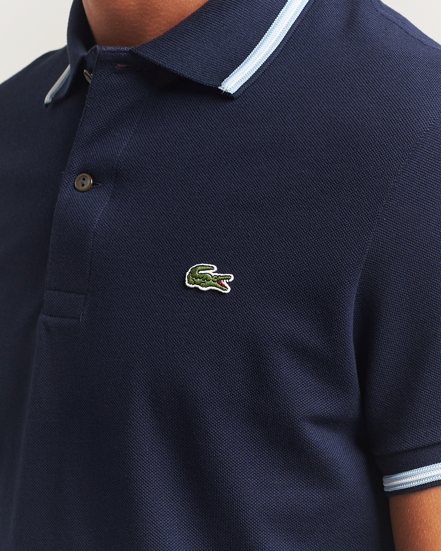Heren | Polo's | Lacoste | Original Stripe Collar Polo Piké Navy Blue