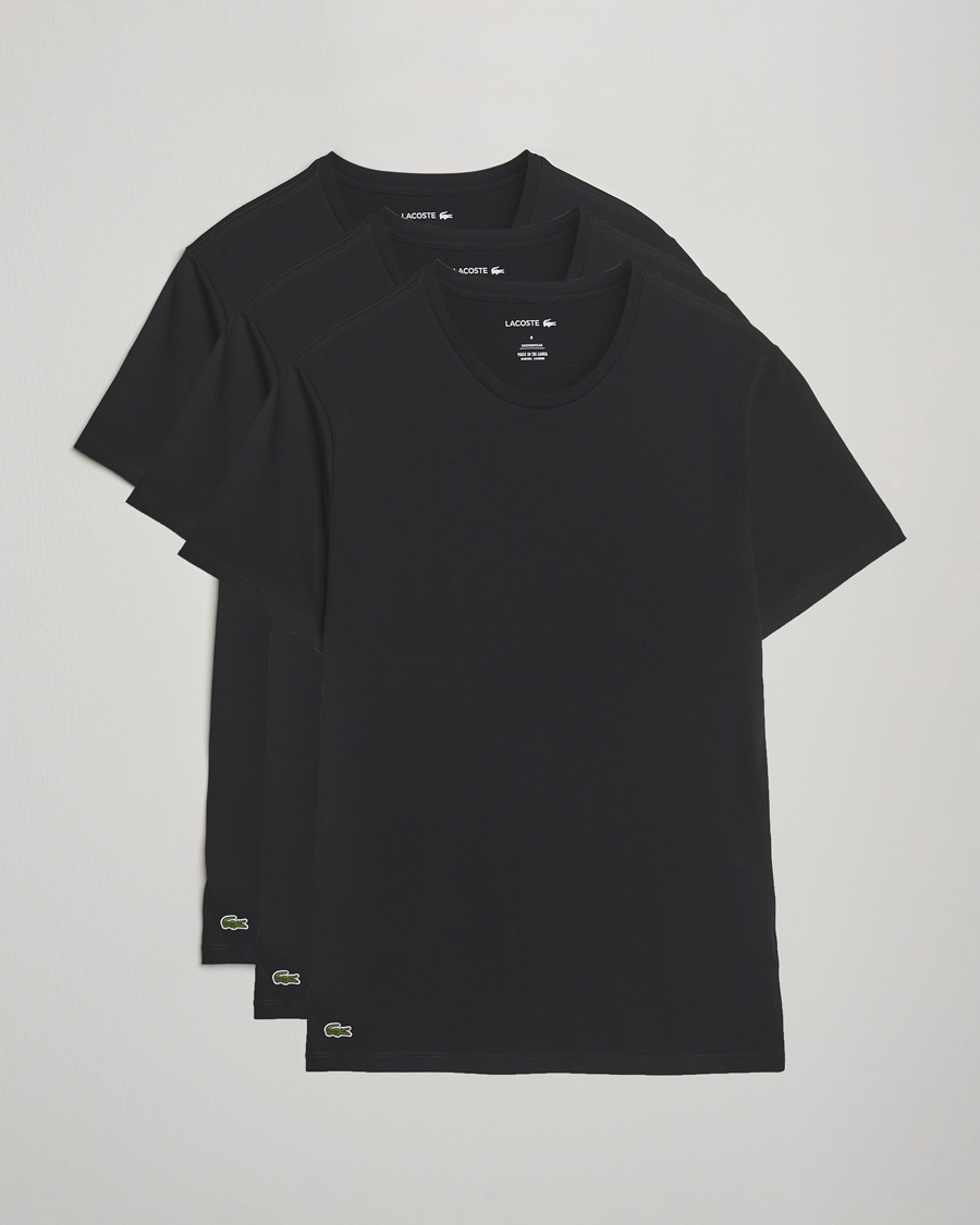 Homme | T-shirts | Lacoste | 3-Pack Crew Neck T-Shirt Black