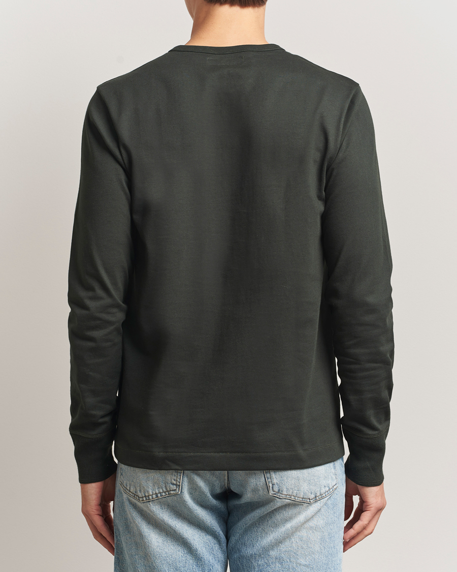 Heren | Truien | Merz b. Schwanen | Classic Fit Sturdy Organic Cotton Henley Forest Green