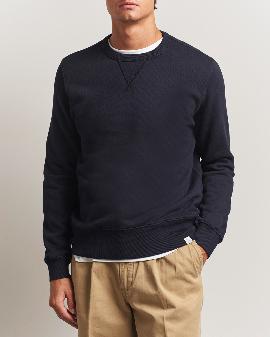 Heren | Truien | Merz b. Schwanen | Relaxed Fit Vintage Cotton Sweatshirt Dark Navy