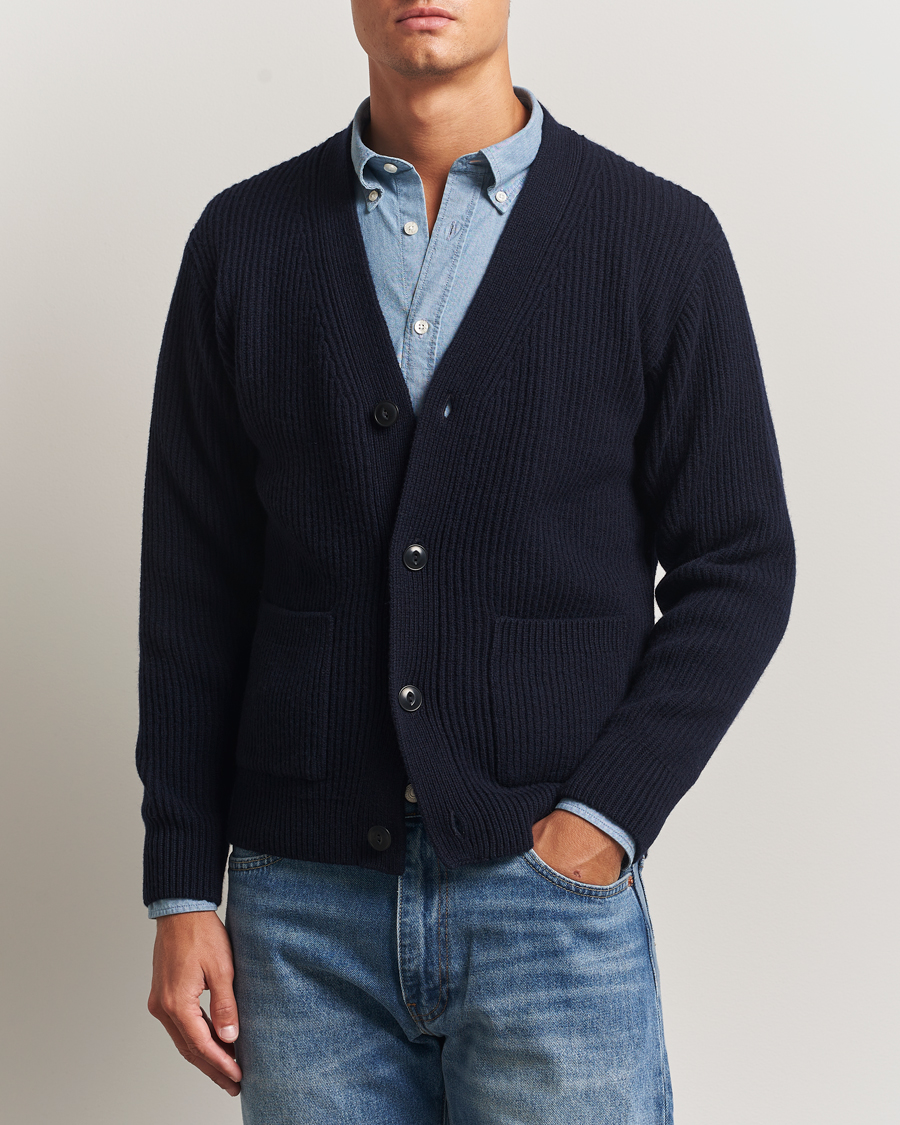 Homme | Pulls Et Tricots | Merz b. Schwanen | Merino/Cashmere Knitted Cardigan Dark Navy