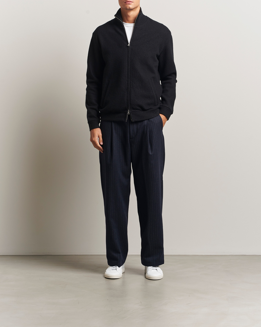 Homme | Pantalons | NN07 | Kay Wool Pleated Pinstriped Trousers Navy Blue