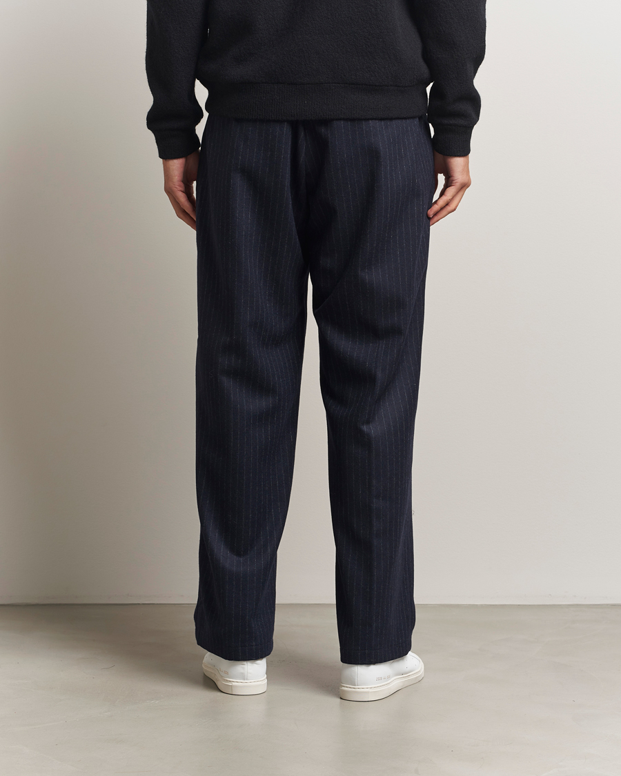 Homme | Pantalons | NN07 | Kay Wool Pleated Pinstriped Trousers Navy Blue