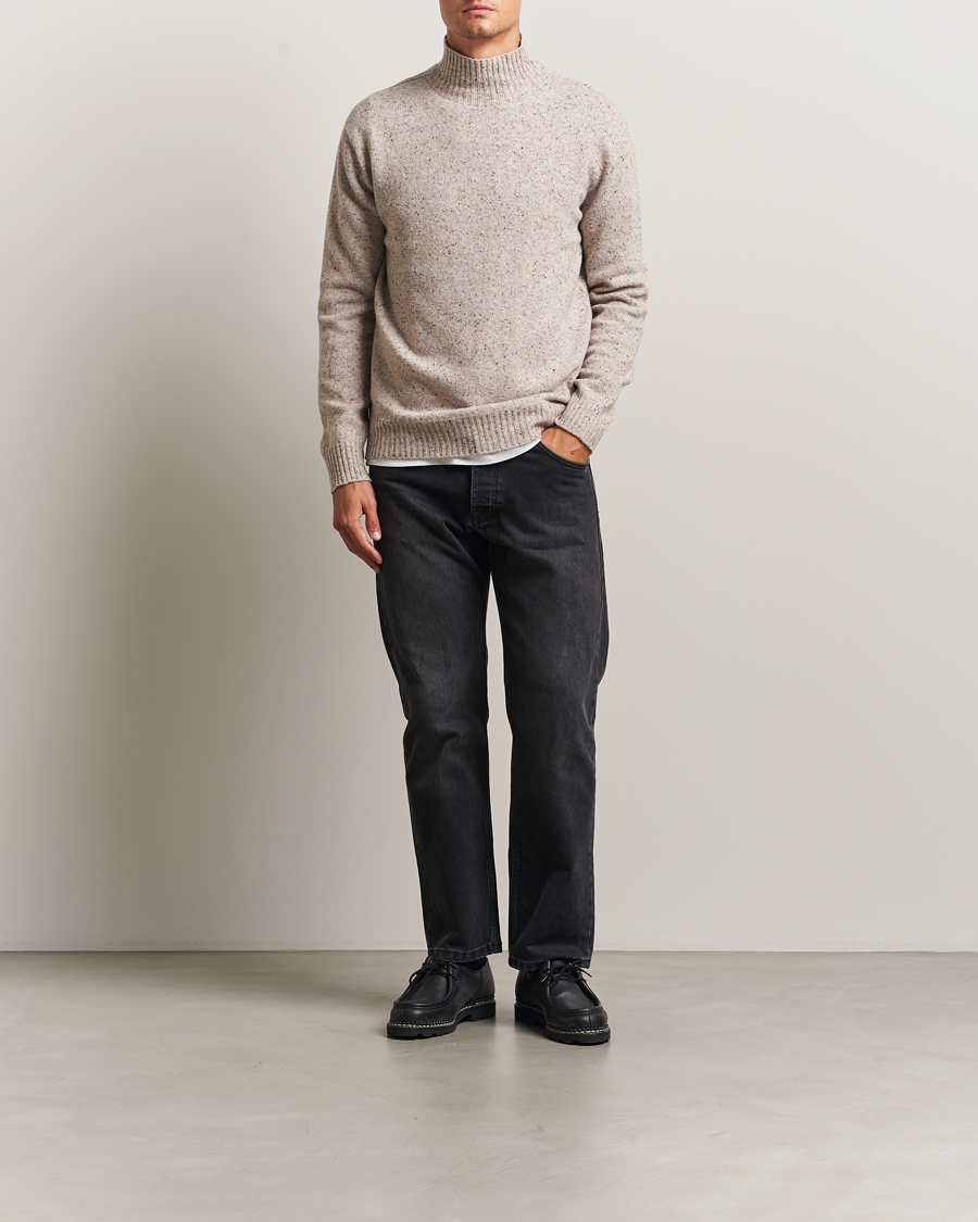 Heren | Truien | NN07 | Aksel Wool Donegal Knitted Mock Neck Ivory