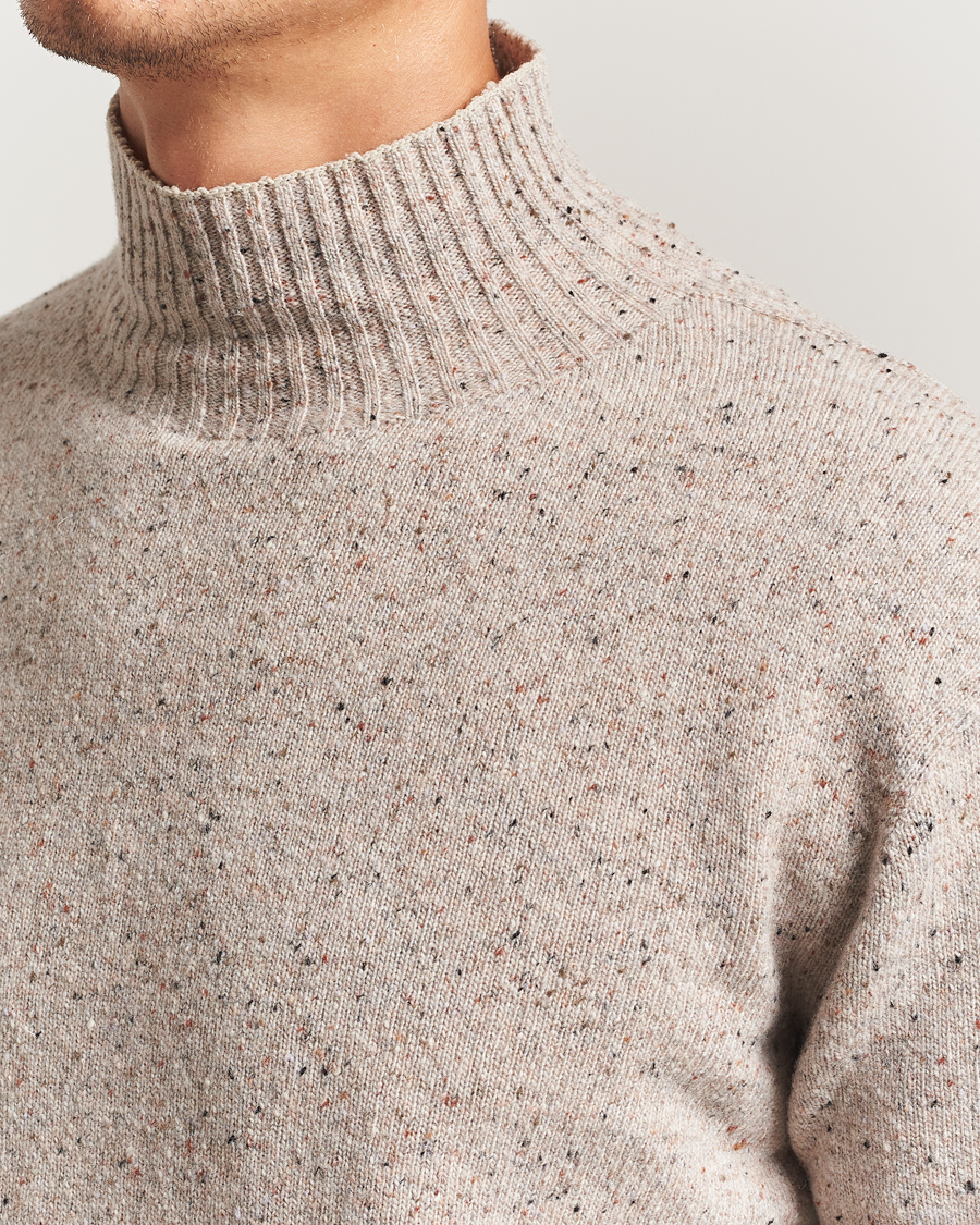 Heren | Truien | NN07 | Aksel Wool Donegal Knitted Mock Neck Ivory