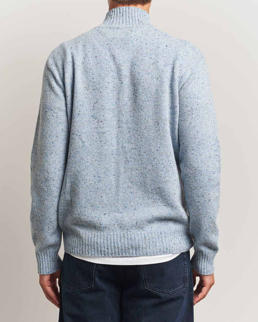 Heren | Truien | NN07 | Aksel Wool Donegal Knitted Mock Neck Cerulian Blue