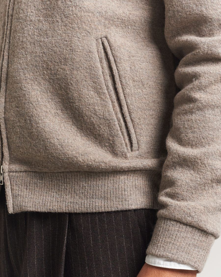 Heren | Truien | NN07 | Boiled Wool Full Zip Khaki Beige