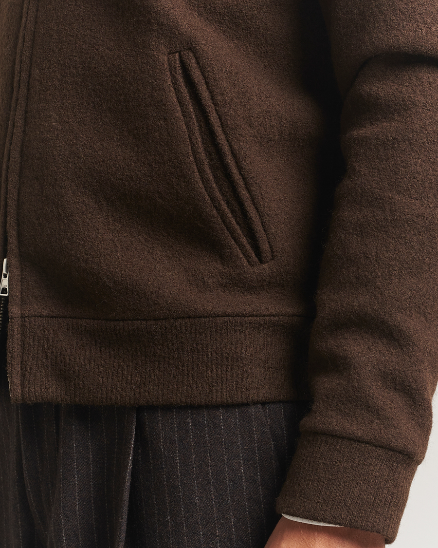 Heren | Truien | NN07 | Boiled Wool Full Zip Demitasse Brown