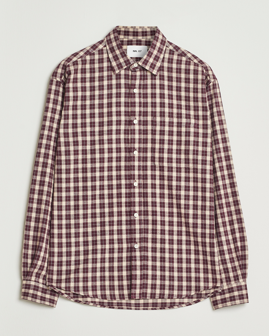 Heren | Overhemden | NN07 | Deon Flannel Checked Shirt Wine Red
