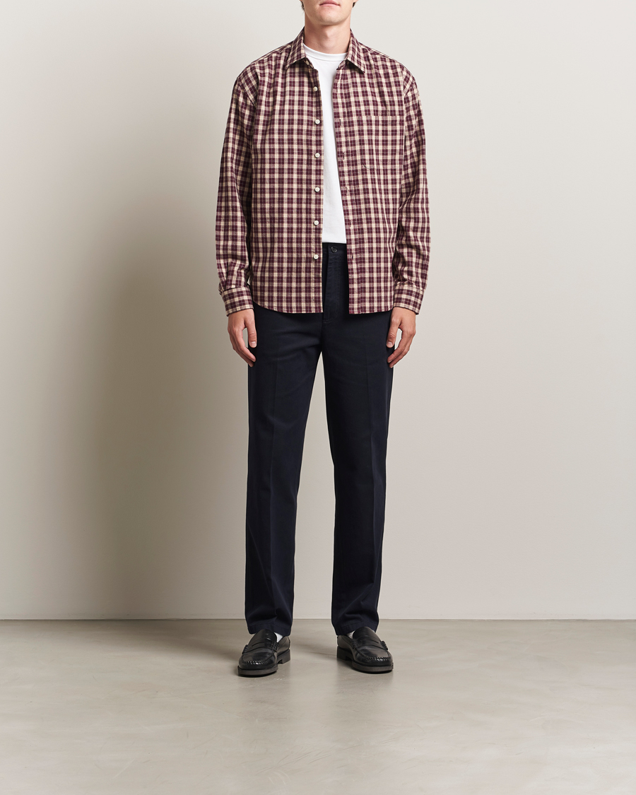 Heren | Overhemden | NN07 | Deon Flannel Checked Shirt Wine Red