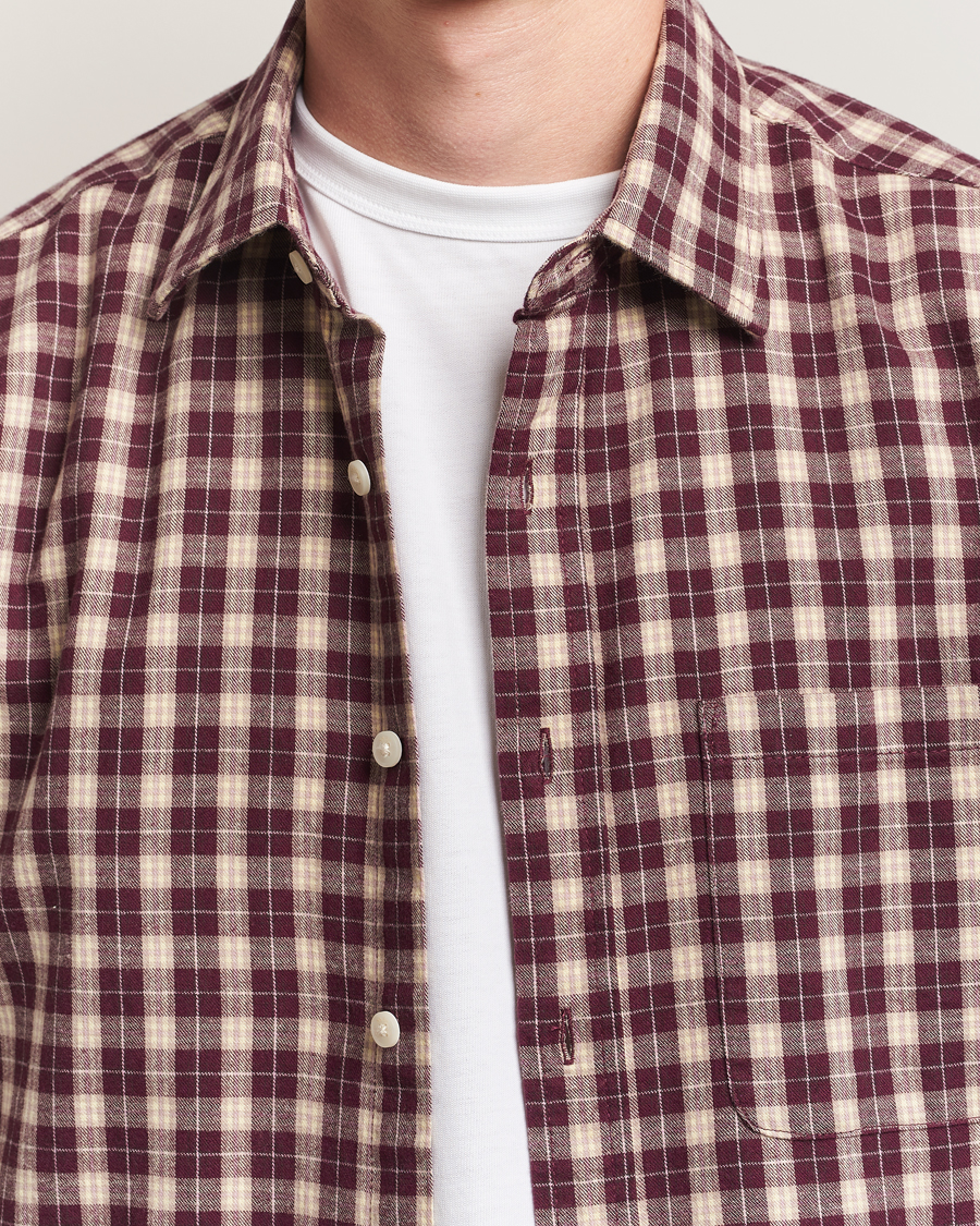 Heren | Overhemden | NN07 | Deon Flannel Checked Shirt Wine Red