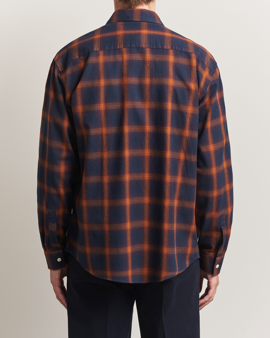Heren | Overhemden | NN07 | Deon Flannel Checked Shirt Navy/Orange
