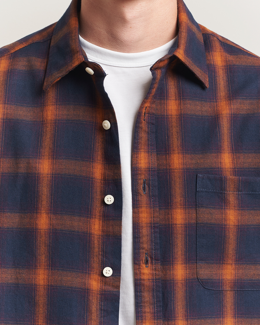 Heren | Overhemden | NN07 | Deon Flannel Checked Shirt Navy/Orange