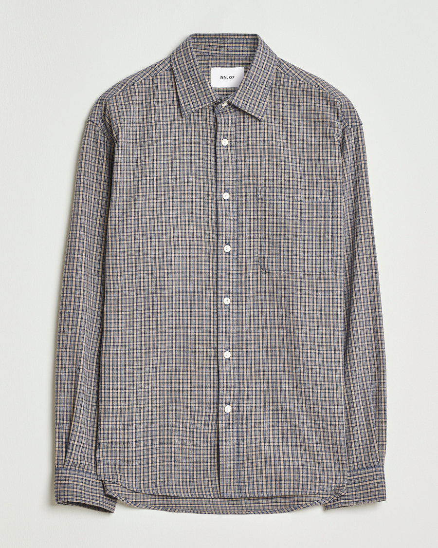 Heren | Overhemden | NN07 | Deon Flannel Checked Shirt Indigo