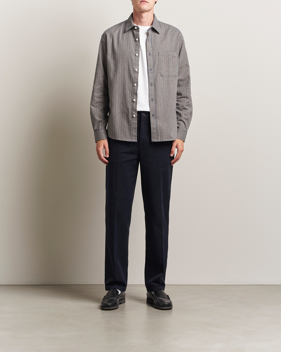 Homme | Chemises | NN07 | Deon Flannel Checked Shirt Indigo