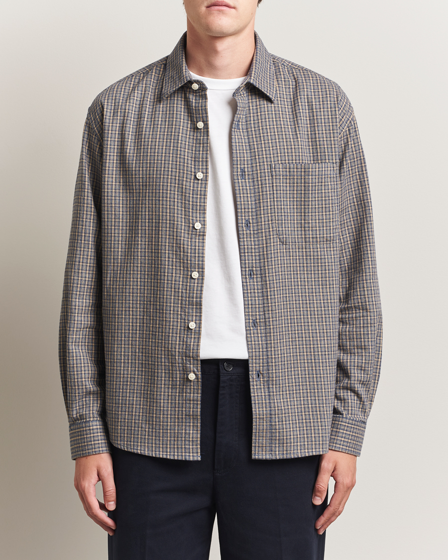 Homme | Chemises | NN07 | Deon Flannel Checked Shirt Indigo