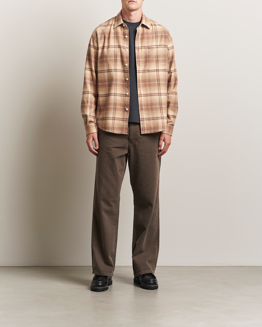 Heren | Overhemden | NN07 | Deon Flannel Checked Shirt Camel