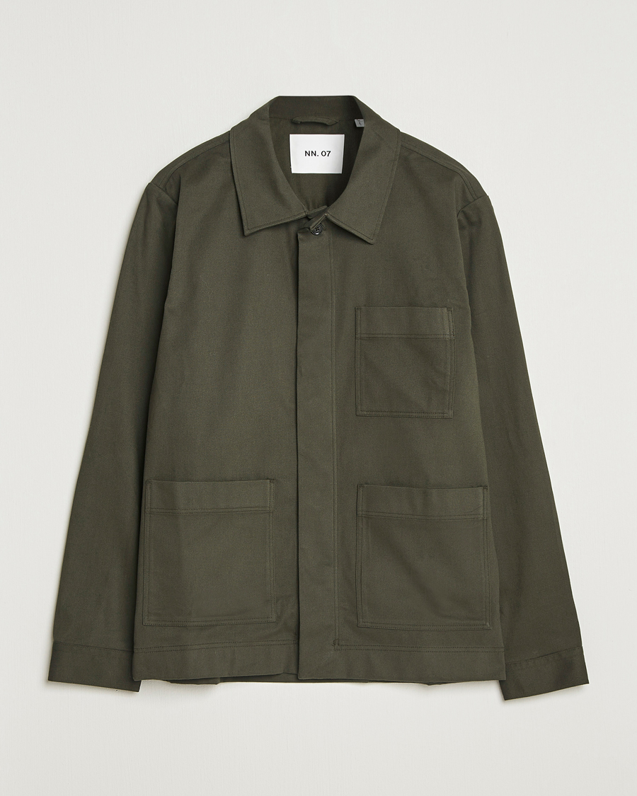 Homme | Chemises | NN07 | Olav Cotton Overshirt Dark Army