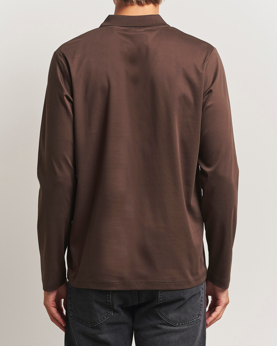 Homme | Polos | NN07 | Paul Mercerized Long Sleeve Polo Demitasse Brown
