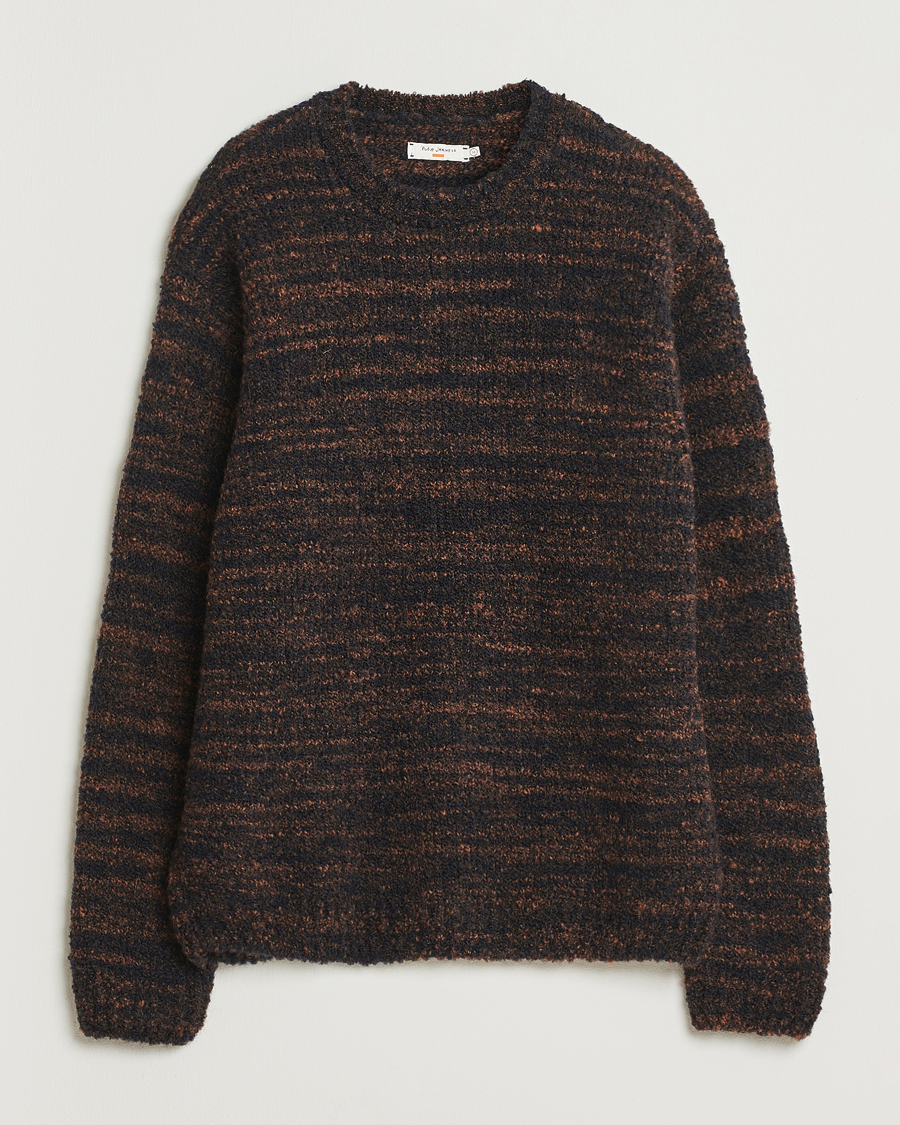 Heren | Truien | Nudie Jeans | Gurra Bouclé Knitted Sweater Black/Brown