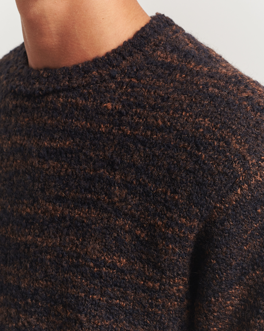 Heren | Truien | Nudie Jeans | Gurra Bouclé Knitted Sweater Black/Brown