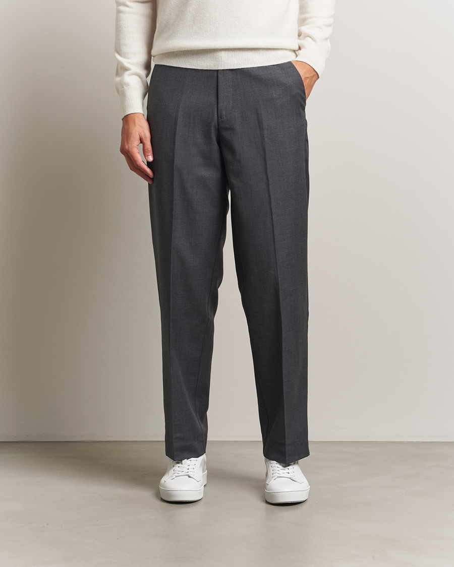 Homme | Pantalons | Samsøe Samsøe | Noah Pleated Trousers Dark Grey Melange